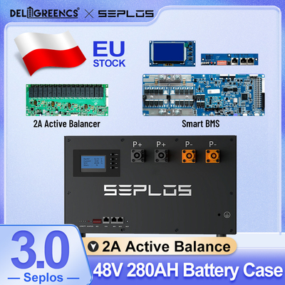 Deligreen Seplos 51.2V Metal Kits Aktif Balancing 3.0 BMS Lifepo4 Baterai 200A ABMS Untuk Daya Rumah