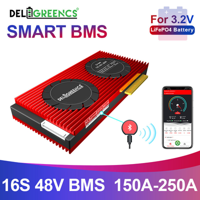Deligreen Smart Bms Lifepo4 Baterai 16S 48v 150-250A Dengan UART BT 485 Fungsi CAN Untuk Penyimpanan Luar RV
